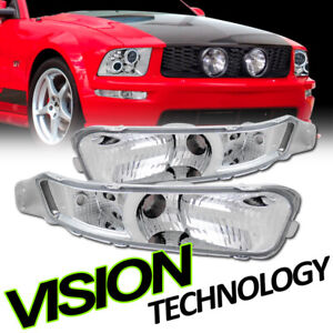 Chrome Clear Front Turn Signal Parking Bumper Lights K2 For 05-09 Ford Mustang
