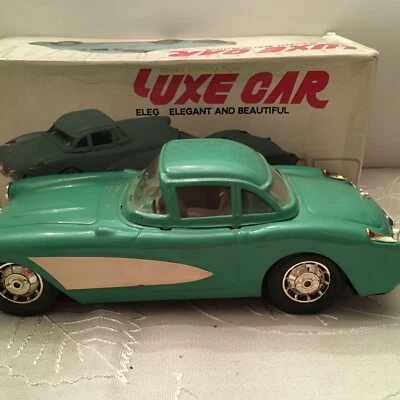 Luxe Car Vintage 1957 Chevrolet Corvette Tin Friction Mint Green - Image 1 of 4