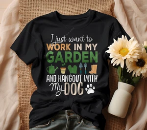 Gardening and Dog Lover Gardener Garden Pet Gift Organic Cultivate Plant T-Shirt - Picture 1 of 5