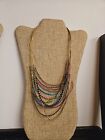 MULTI COLOR MULTI STRAND LAYERED MIXED BEAD NECKLACE 