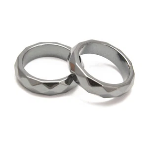 Natural Hematite Band Ring Basic Ring for Men and Women Faceted Ring Sold 1Piece - Picture 1 of 3
