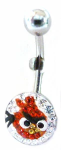 Belly Ring Character Angry Bird Gemmed Non Dangle Naval Steel Body Jew - Picture 1 of 3