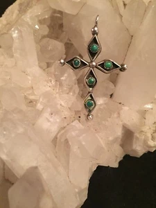 Antique/Vintage Rare Reversible Sterling Cross With Turquoise and Red Coral! - Picture 1 of 12