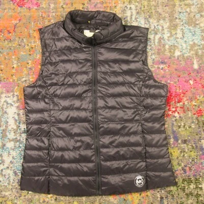 Chaleco acolchado Michael Kors acolchado acolchado acolchado para mujer M negro ligero bolsillos con cremallera completa usado en excelente estado Foto 1 de 4