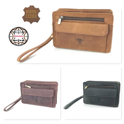 L&B COLLECTION Echt Leder Handgelenktasche Vintage Büffelleder Luxus Herren Business Tasche