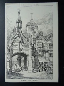 c1885 Wiltshire SALISBURY DAS MARKTKREUZ Druck aus dem Building News Journal - Bild 1 von 2