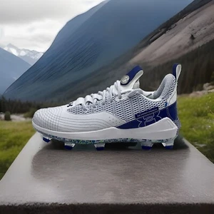 NEW Under Armour UA Harper 7 Elite Low MCS Baseball Cleats White Blue Men's 12.5 - Picture 1 of 5