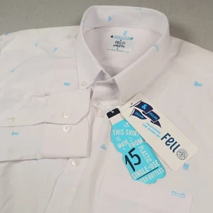 &collar Dress Shirt Mens Large White Fell Athletic Button Up Stretch And Collar - Picture 1 of 14