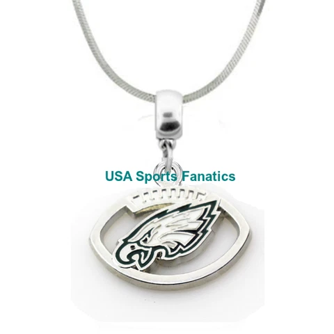 NFL - Philadelphia Eagles Football Logo Pendant Necklace On A 925 Snake Chain Cover
