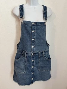 Arizona Jean Co. Youth Denim Jumper Romper Dress Boho Western Preppy Sz Large - Picture 1 of 5