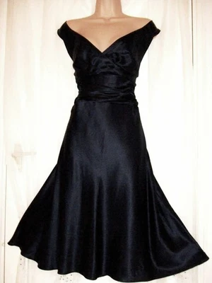 ✨ MONSOON Catalina Black Fit Flare Silk Mix 50s Evening Party Dress - Size 22 - Image 1 of 4