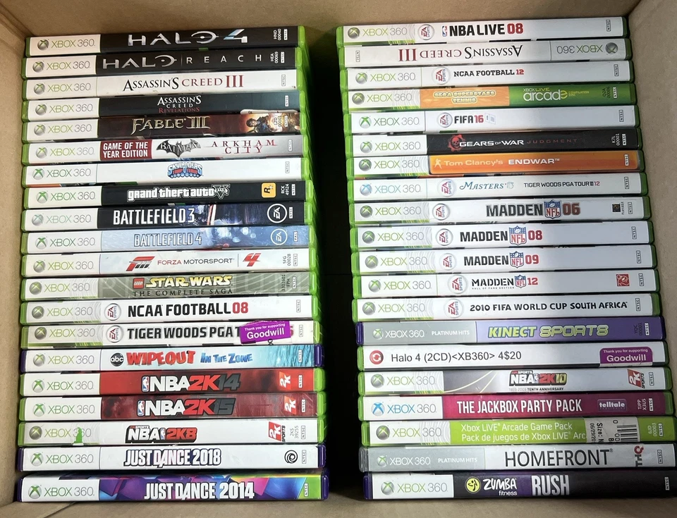 Lote de 40 juegos Xbox 360 revendedor masivo Halo Gears Fable Assassins Batman Foto 1 de 4