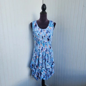 Tango Mango Kleid blau Print ärmellos leichter Pullover Stretch zum Binden Gr. S - Bild 1 von 13