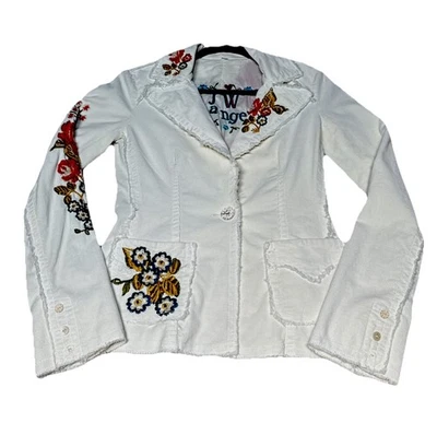 Chaqueta de Pana Johnny Was JW Los Angeles Crema Floral Bordada Talla XS Foto 1 de 4