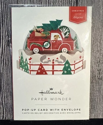 NUEVO Hallmark PAPER WONDER Tarjeta de Navidad Pop Up Camión con Árbol Perro con Regalos Foto 1 de 2