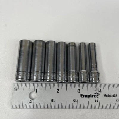 S-K  7 PC. 1/4" DEEP  SOCKET SET  6PT  SAE  USA  - Image 1 of 4