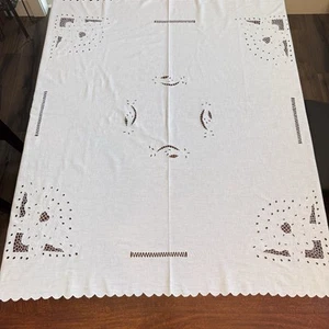 Mantel de lino pequeño Art Deco aprox 50" X 49" - Imagen 1 de 7