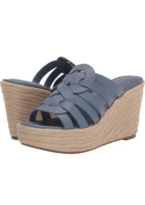 Marc Fisher Womens Cazzie Faux  Leather Platform wedge Sandals infinity blue 10  - Image 1 of 4