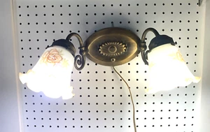Vintage MCM FLower Double Globe Wall Sconce Metal Light Fixture Tested 1970's - Picture 1 of 16