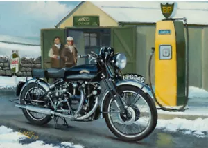 Vincent Black Shadow British Rocker Motorbike Motorcycle Christmas Xmas Card - Picture 1 of 1