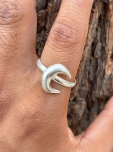 Crescent Moon Ring 925 Sterling Silver Statement Handmade Ring All Size SH255 - Picture 1 of 9