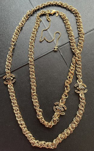 Authentic CHANEL Chain Belt Long necklace CC Logo Vintage Length: 49inch