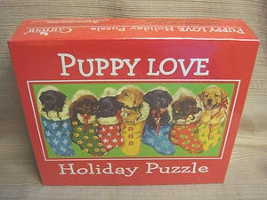 New 1000 Pc PUPPY LOVE Holiday JIGSAW PUZZLE by CURRENT Cute & Colorful - 15x32 - Picture 1 of 5