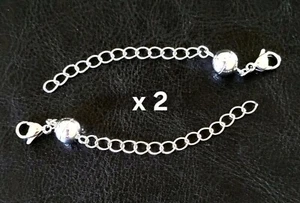 🧲LOT 2 STRONG! RHODIUM/ 316L S STEEL MAGNETIC CLASP CONVERTERS/ JEWELRY MAGNETS - Picture 1 of 11