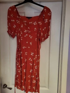 Red With White Flowers Dress Peacocks Size 14 - Picture 1 of 2