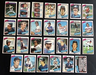 1980 Topps КАЛИФОРНИЯ АНГЕЛЫ Полный КОМАНДНЫЙ Набор НОЛАН РАЙАН Фрэнк ТАНАНА Род CAREW - Изображение 1 из 2