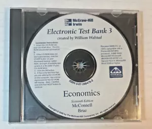 Economics 16th Ed McConnell Electronic Test Bank 3 CD 0072884762 2005 Pre-Owned - Picture 1 of 1