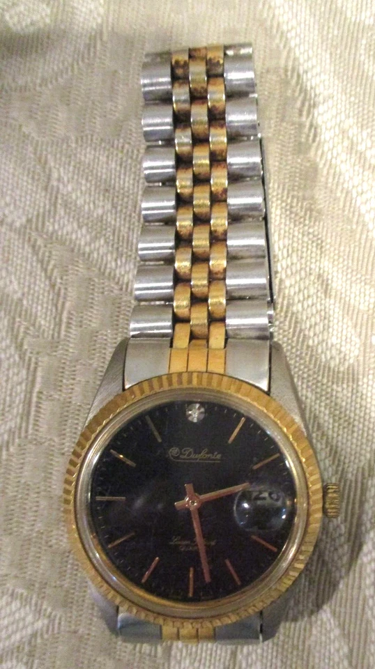 VINTAGE DUFONTE WATCH - DIAMOND LUCIEN PICCARD QUARTZ - GOLD/STEEL, VERY NICE - Image 1 of 1