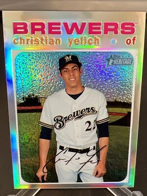 2020 Christian Yelich Topps Heritage- Chrome Refractor 018/571 Low#- #THC-174 - Image 1 of 4