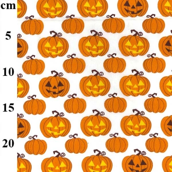 1/2 Meter Kürbis Halloween Design 80% Poly 20% Baumwolle orange und weiß Stoff