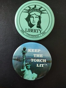 1982 Statue of Liberty Centennial 2-Button Set Keep The Torch Lit 2.25" - Picture 1 of 3
