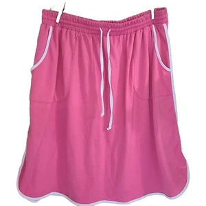 Lularoe Lonica Dolphin Hem Pink White Piping Knee Length Pockets 2XL Skirt - Picture 1 of 8