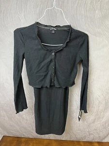 Black Ribbed Tank Dress W/ Cardigan Kids Size S-6/7 - Picture 1 of 5
