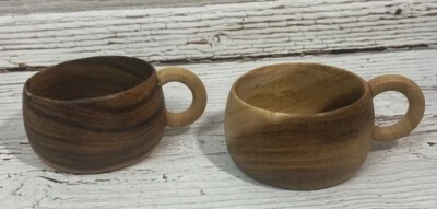 Juego de 2 tazas de café de té de madera natural  Foto 1 de 4