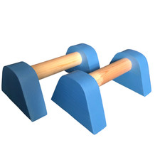 Baby Blue Mini Wooden Parallettes Non-Slip Feet Gymnastics Yoga Push Up Bars