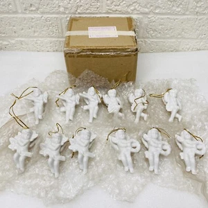 NEW‼ VTG‼ Set 12‼ Lillian Vernon 3" Porcelain Cherub Angel Christmas Ornaments - Picture 1 of 9