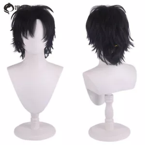 Pelucas de fiesta de Halloween Link Click Charles anime cosplay negras cortas pelo rizado - Imagen 1 de 7