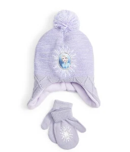 Disney Frozen Winter Set: Ear Flap Beanie Hat & Gloves or Mittens, Girls Age 2-7 - Picture 1 of 5