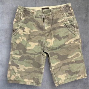 No Boundaries Shorts Men's 300 Green Camo Cotton Flat Front Faded - Picture 1 of 3