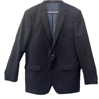Chaqueta Blazer Deportiva JOHN VARVATOS EE. UU. 43L Azul Marino Rayas Finas Dos Botones 100% Lana Foto 1 de 4