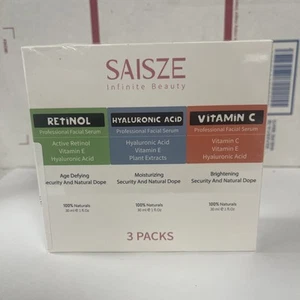 SAISZE Anti-Aging Facial Serum 3 Pack Vitamin C Hyaluronic Acid Retinol B E:9/26 - Picture 1 of 3