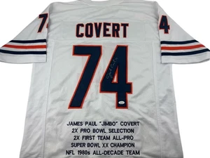 Jim Covert Signed Autographed White Football Jersey JSA COA Chicago Bears Legend - Picture 1 of 1
