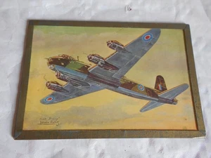 Vintage WW2 Framed post card  Short Stirling bomber Louis Petit French Artist - Picture 1 of 2