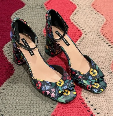 Alice + Olivia by Stacey Bendet Whitney Floral Ankle Strap Sandals EU 38.5 US 8 - Image 1 of 4