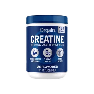 Creatina monohidratada em pó Orgain 1,48 lb sem sabor 135 porções saúde muscular - Imagem 1 de 2