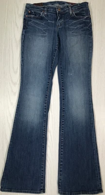 Vintage Y2K Flare Jeans Women 30 Blue 2 Low Rise Whiskered Cotton Made In USA - Image 1 of 4